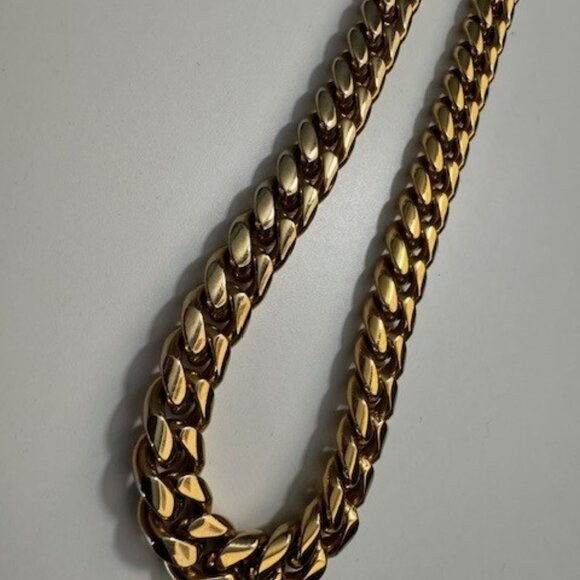 Heavy Gold-Tone Cuban Link Chain Necklace – Stainless Steel – Bold Statement - Picture 5 of 5